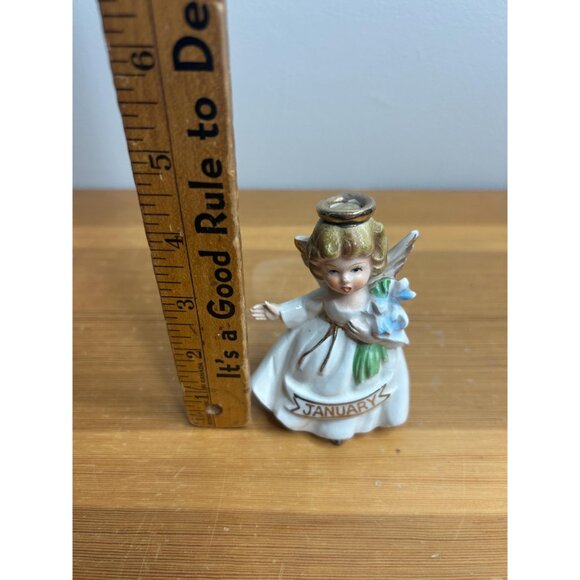 Vintage lady girl figurine kitschy wings angel January birthday collectable - Picture 4 of 7